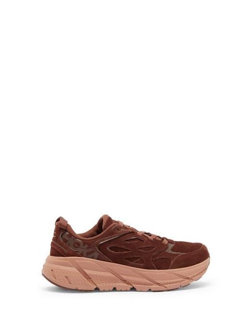 Hoka One One Brown Gender Inclusive Clifton L Suede Sneaker