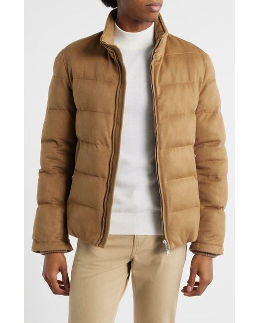 Aurélien Brown Water Resistant Quilted Wool Puffer Jacket for men