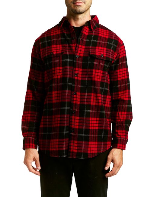 Rainforest Heavyweight Brushed Flannel Shirt In Red Plaid At Nordstrom ...