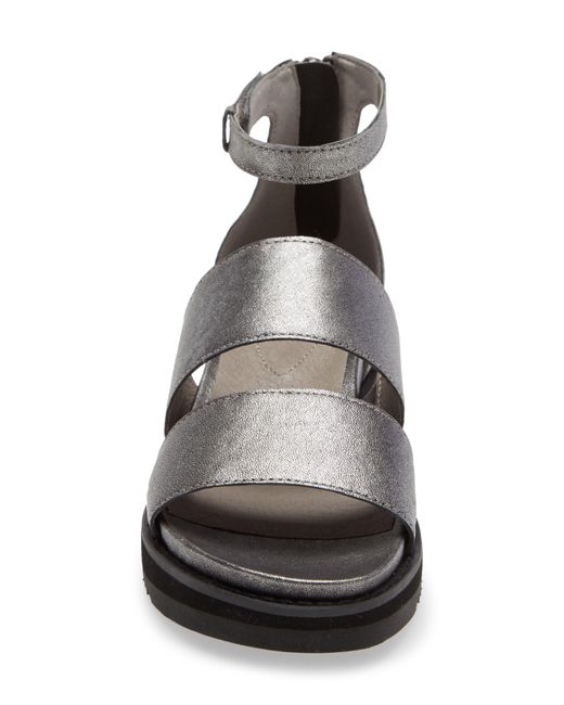 Eileen Fisher Metallic Keno Platform Sandal In Silver At Nordstrom Rack