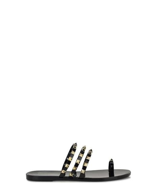 Nine West Black Centy Studded Toe Loop Sandal