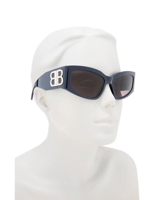 Balenciaga Gray 57Mm Rectangular Sunglasses