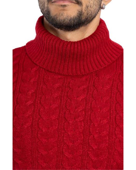 Xray Jeans Red Cable Knit Turtleneck Sweater for men