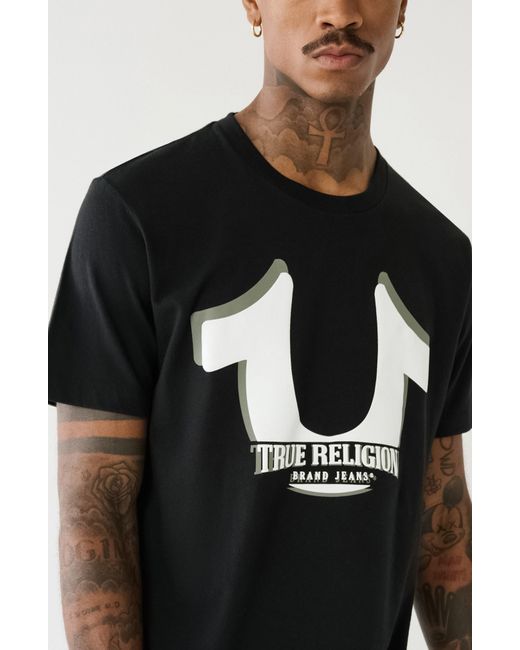 True Religion Black Tr Cotton Crew Graphic T-shirt for men