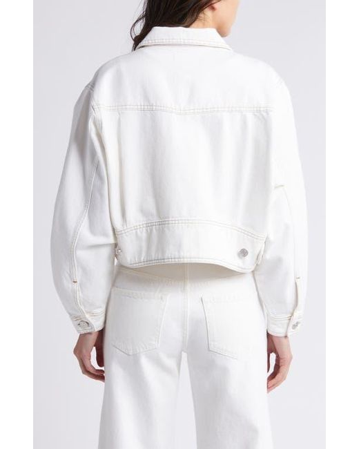 FRAME White Heart Crop Denim Jacket