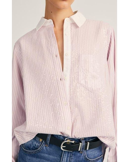 10 Crosby Derek Lam Blue Wesley Sequin Button-Up Shirt