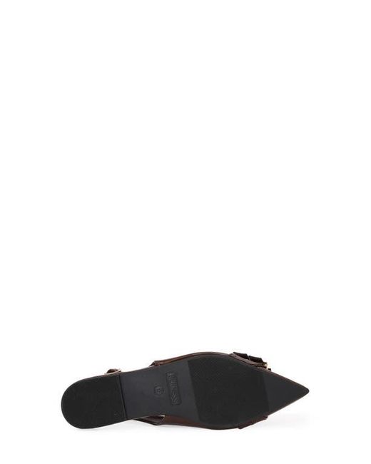 BERNESS Brown Buckle Slingback Pointed Toe Flat