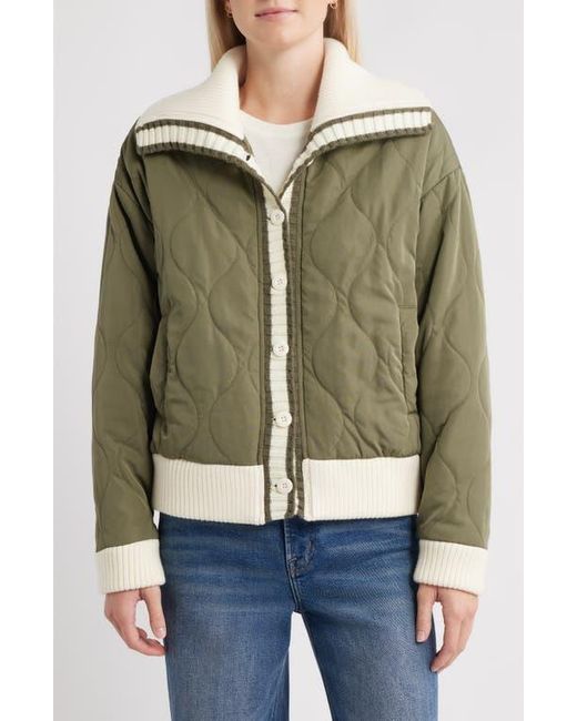 Thread & Supply Natural Knit Collar Quilted Jacket
