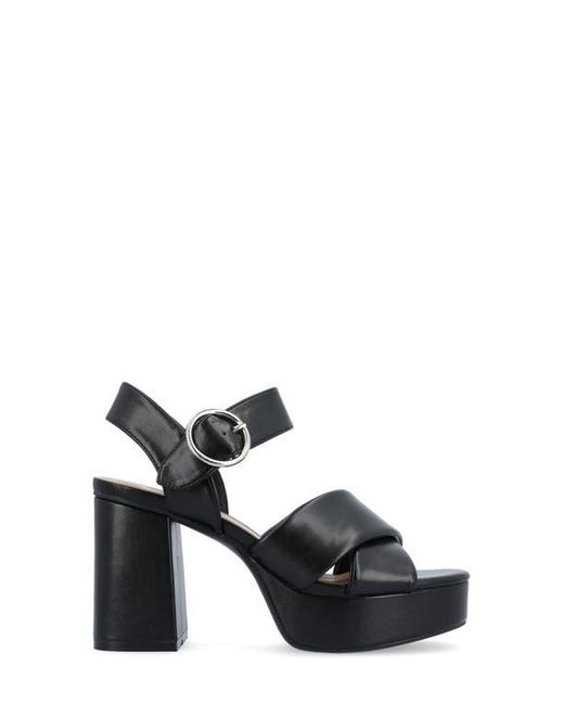 Journee Collection Black Akeely Block Heel Platform Sandal