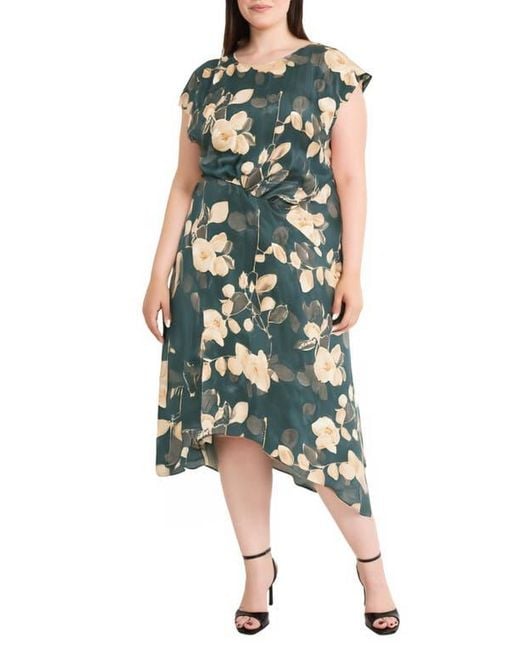 Maggy London Floral Print Asymmetric Dress in Green | Lyst Maggy London Floral Print Asymmetric Dress in Green | Lyst