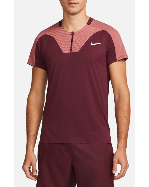 Nike Red Dri-fit Half Zip Tennis Polo for men