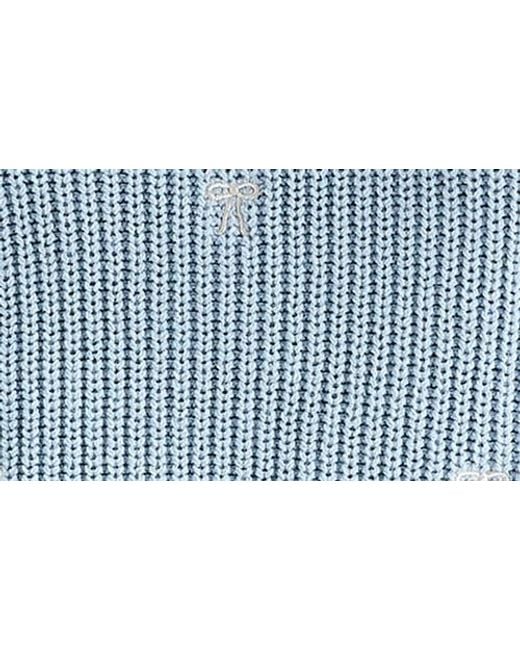 Lucky Brand Blue Bow Embroidered Short Sleeve Sweater