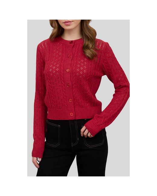 Blu Pepper Red Pointelle Cardigan
