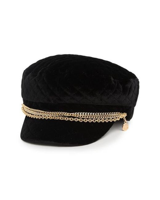 Vince Camuto Black Quilted Velvet Conductor Hat for men