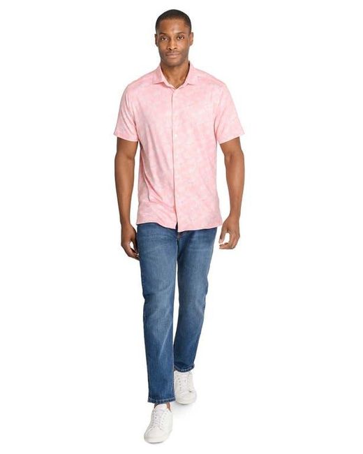 Con.struct Red Trim Fit Floral Print Short Sleeve Button-Up Shirt for men