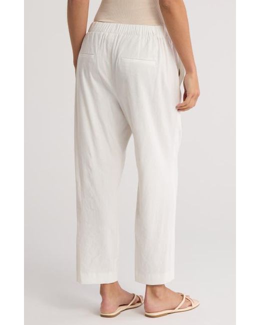Vince White Pintuck Tapered Crop Linen Blend Trousers