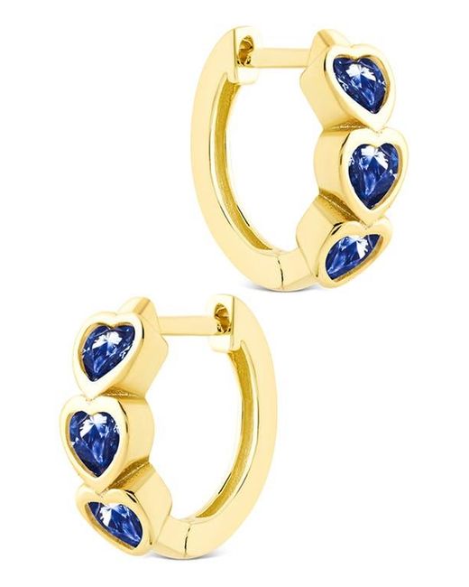Sterling Forever Orange Isobel Cubic Zirconia Heart Micro Huggie Hoop Earrings