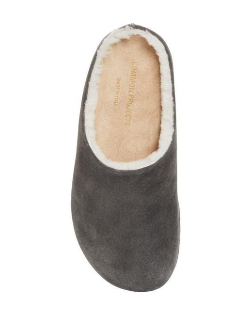 Common Projects Gray Suede & Genuine Shearling Clog