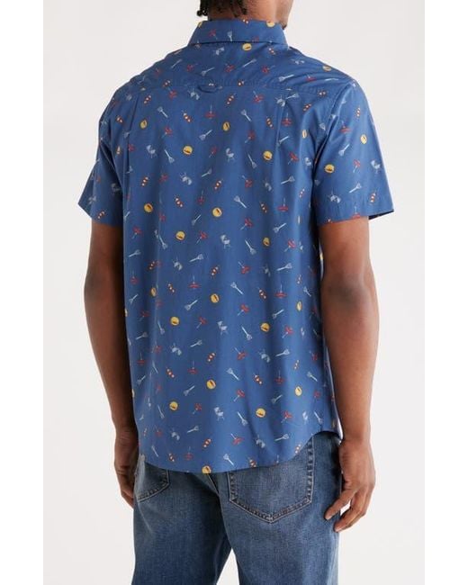 Hurley Blue Regular Fit Bbq Short Sleeve Button-Up Shirt for men