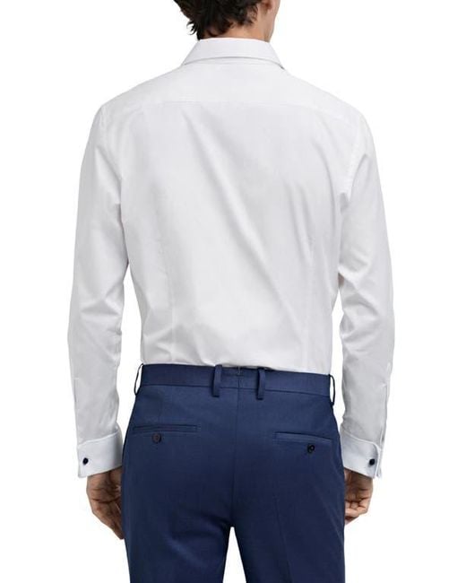 Mango White Slim Fit Poplin Button-Up Shirt for men