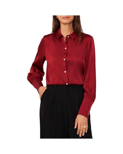 Halogen® Red Button-Up Shirt