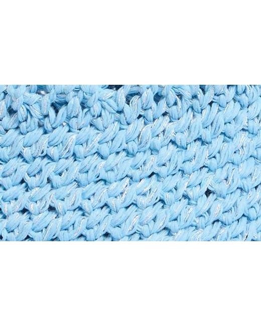 Steve Madden Blue Alex Metallic Crochet Bucket Hat