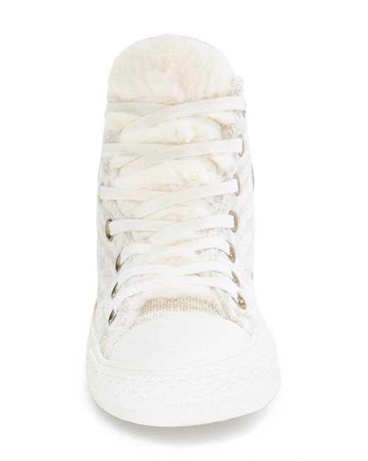 Converse Chuck Taylor(r) All Star(r) Winter Faux Fur Lined Knit High Top  (women) in White | Lyst
