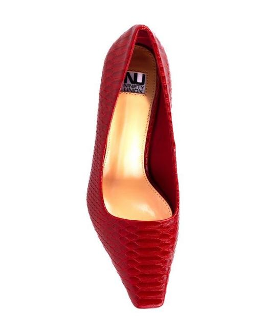 Ninety Union Red Intense Snake Embossed Pump