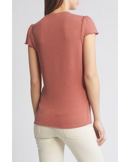 Loveappella Red Texture Wrap Front Top