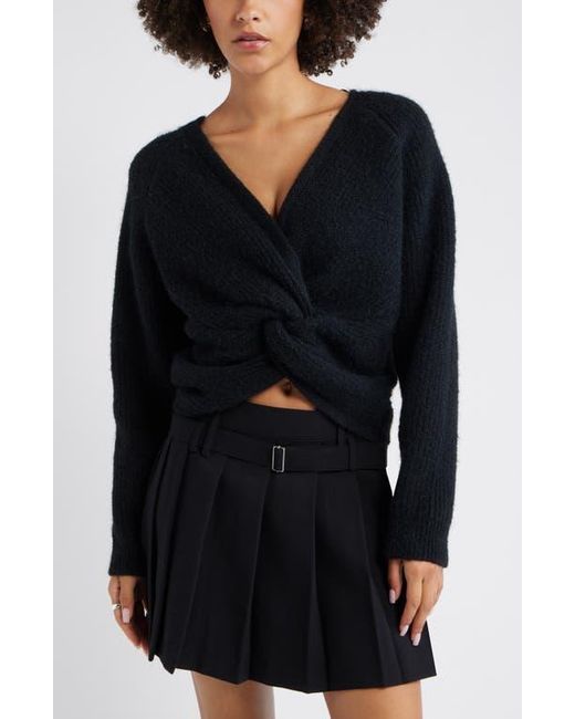 Open Edit Black Twist Reversible Sweater