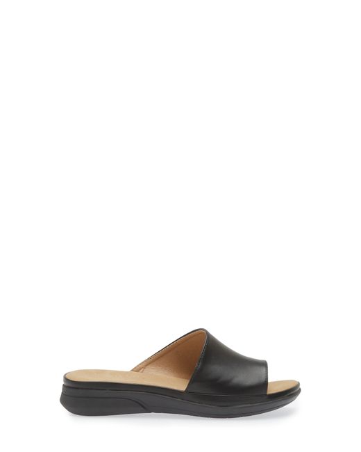 Taryn Rose Black Asymmetrical Slide Sandal