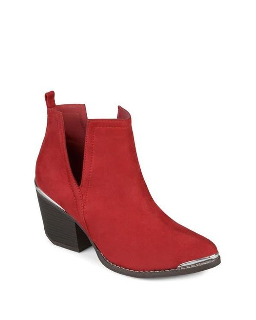 Journee Collection Red Issla Metal Trim Bootie
