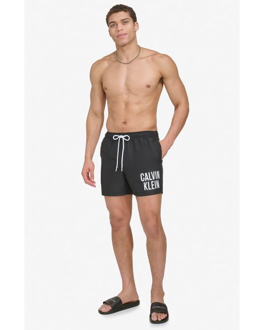Calvin Klein Black Modern Euro Upf 40+ Swim Trunks for men