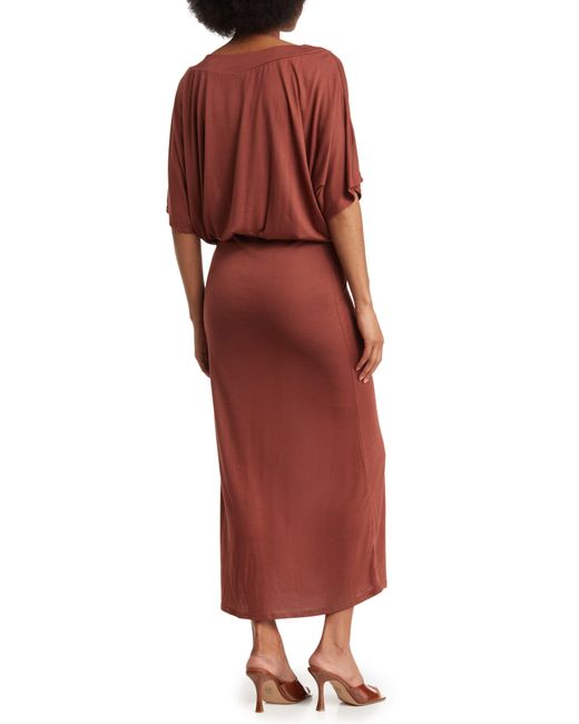 Go Couture Red Dolman Short Sleeve Maxi Dress
