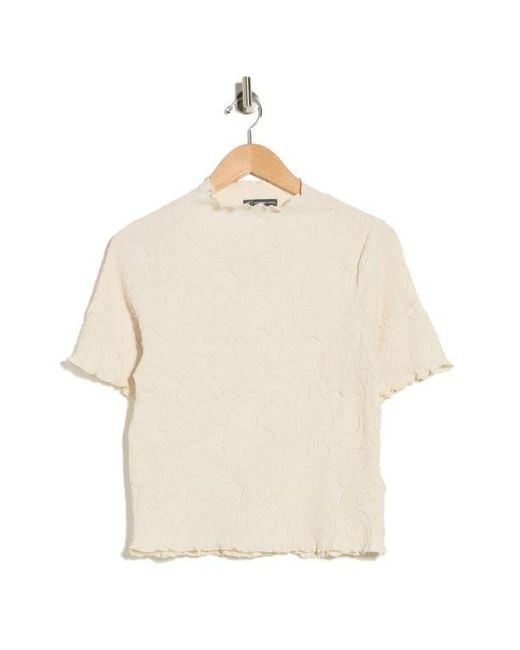 Adrianna Papell Natural Floral Textured Knit Top