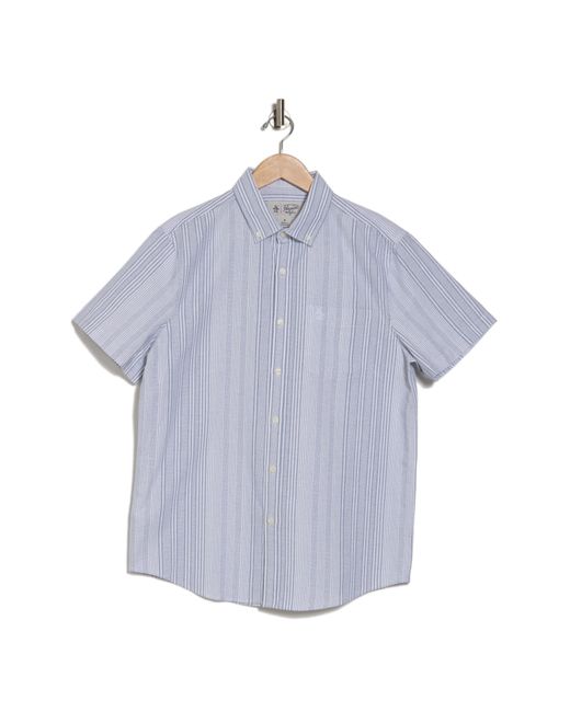 Original Penguin Blue Stripe Short Sleeve Button-up Shirt for men