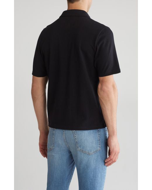 7 For All Mankind Black Cotton Piqué Polo for men