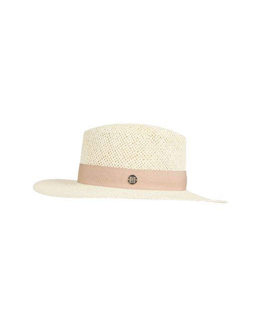 Bruno Magli White Open Straw Weave Ribbon Band Fedora Sun Hat