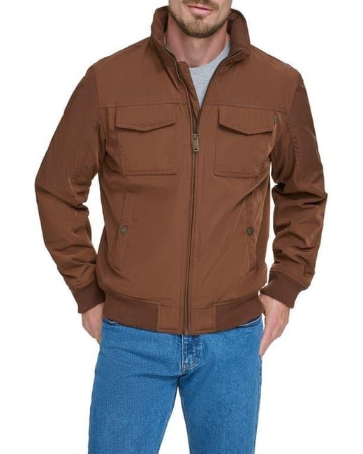 Dockers Brown Quilted Lined Flight Bomber Jacket for men