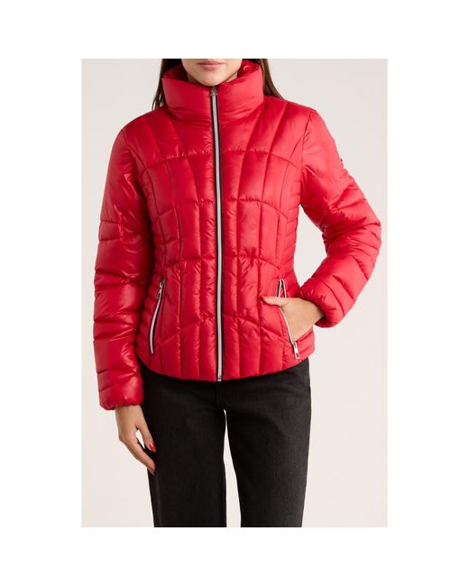 BCBGeneration Red Zip Corset Puffer Jacket