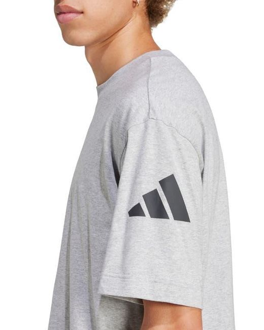 Adidas Gray Essentials Loose 3-Bar Cotton T-Shirt for men
