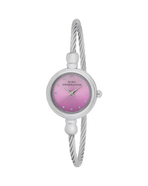 BCBGMAXAZRIA Purple Sienna Cable Bangle Watch for men