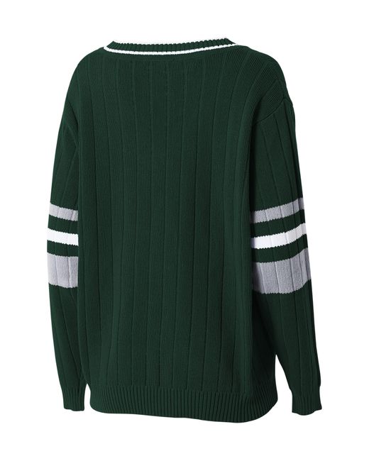 WEAR by Erin Andrews Green University V-neck Cotton Sweater