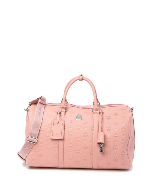 MCM Pink Ottomar Monogrammed Leather Duffle