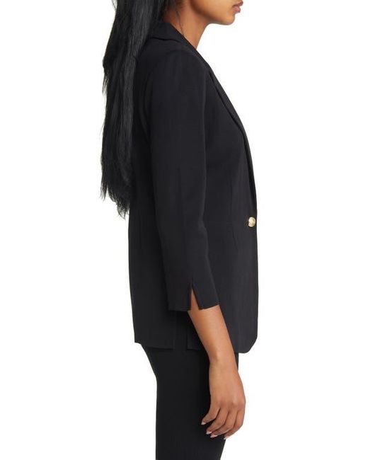 Ming Wang Black One-Button Knit Blazer