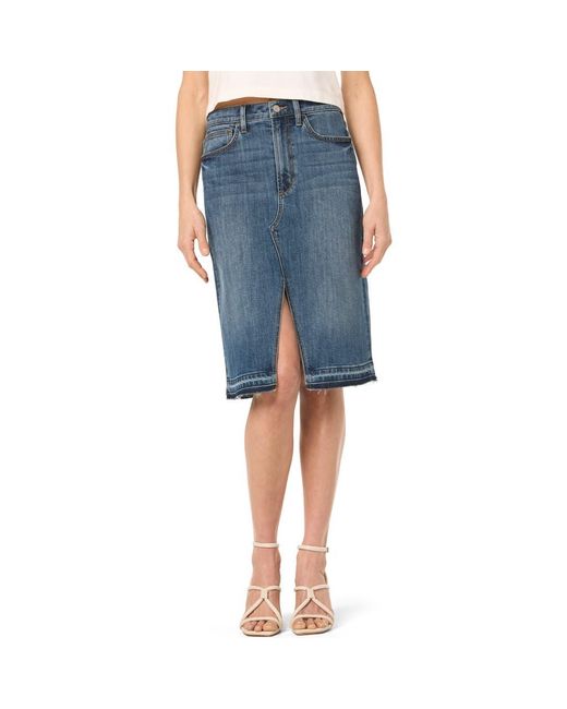 Joe's Jeans Blue High Waist Slit Denim Midi Skirt
