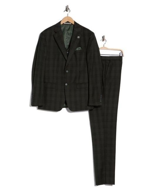 ZEGARIE Black Glen Plaid Mélange 3-Piece Suit for men