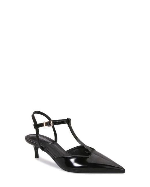BERNESS Black T-Strap Kitten Heel Pump