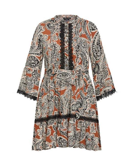 City Chic Multicolor Camille Paisley Long Sleeve Dress