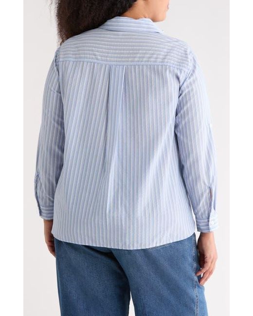 Max Studio Blue Stripe Popover Tunic